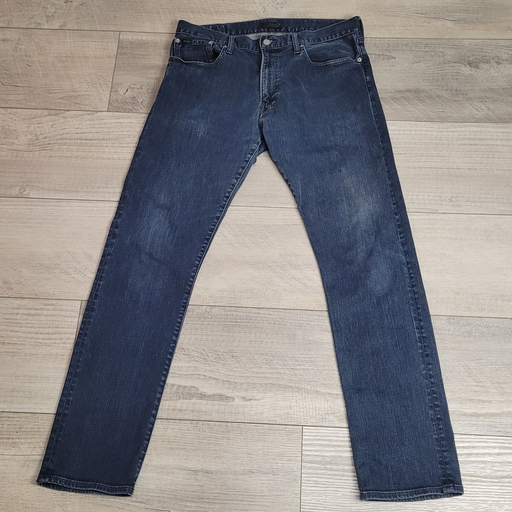 👖Polo Ralph Lauren Jeans Mens 34x33 Indigo Wash HAMPTON Relaxed Straight Preppy